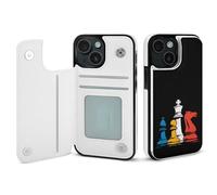 Chess Pieces Printed Wallet Phone Case Unisex Cellphone Protective Cover Compatible with iPhone 15/15 Pro/16 Pro Max/15 Plus