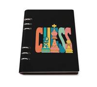 Chess Pieces Refillable Notebook 6 Ring Binder Foldable Loose-Leaf Notebooks A5 Planner Book with 90 Sheets Paper