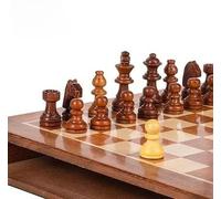 Chess Pieces Set - Premium Staunton Wooden Chessmen for Classic Strategy Games & Tournaments (Chess with Drawer)