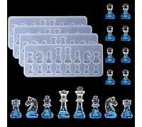 Chess Pieces Silicone Mold, DIY Fondant Mould Craft Jewelry Making Epoxy Resin Casting Molds Set Baking Tray Cake Decor Handmade Crafting Tool for Making Polymer Clay, 4pcs