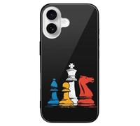 Chess Pieces Slim Glass Case Protective Classic Cell Phone Basic Cases Compatible with iPhone 16/16 Plus/16 Pro/16 Pro Max/16 E