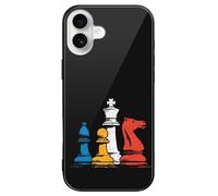 Chess Pieces Slim Glass Case Protective Classic Cell Phone Basic Cases Compatible with iPhone 16/16 Plus/16 Pro/16 Pro Max/16 E