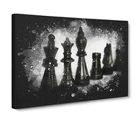 Chess Pieces Vol.1 Paint Splash Modern Art Canvas Wall Art Print Ready to Hang, Framed Picture for Living Room Bedroom Home Office Décor, 24x16 Inch (60x40 cm)