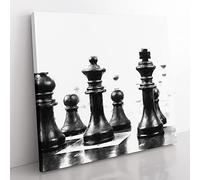 Chess Pieces Vol.2 Painting Modern Canvas Wall Art Print Ready to Hang, Framed Picture for Living Room Bedroom Home Office Décor, 35x35 cm (14x14 Inch)