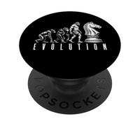 Chess Player Evolution Funny Ape Neanderthal Caveman Knight PopSockets Adhesive PopGrip