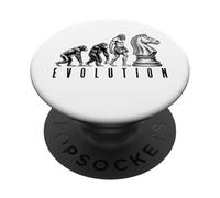 Chess Player Evolution Funny Ape Neanderthal Caveman Knight PopSockets Adhesive PopGrip