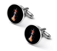 Chess Playing Piece The King 1 Pair Men's Cuff Links Alloy Cufflink Set Silver Shirt Accessories for Business Wedding Gifts 2.0cm