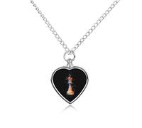 Chess Playing Piece The King Cute Pet Urn Necklace Cremation Jewelry for Ashes Heart-shaped Pendants for Dog Cat Lover
