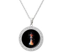 Chess Playing Piece The King Trendy Diamond Necklace for Women Shiny Jewel Pendant Charms Holiday