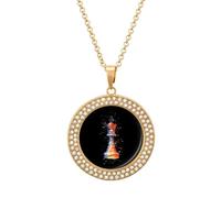 Chess Playing Piece The King Trendy Diamond Necklace for Women Shiny Jewel Pendant Charms Holiday