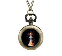 Chess Playing Piece The King Vintage Pocket Watches Roman Numerals Quaretz Watch with Chain Christmas Birthday Gifts Coppery-Style