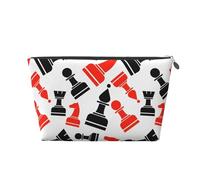 Chess Print Makeup Bag for Women Waterproof Leather Travel Toiletry Bag for Toiletries Cosmetic Bag