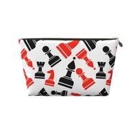 Chess Print Makeup Bag for Women Waterproof Leather Travel Toiletry Bag for Toiletries Cosmetic Bag