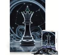 Chess Queen with Constellations And Smoke 1000 Pieces Jigsaw Puzzles for Adults Logic Ability Easy Relaxation Secure Join Lovely Gift (38x26cm)