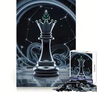 Chess Queen with Constellations And Smoke Jigsaw Puzzles for Teenagers 1000 Pieces Smart Exercise Quiet Enjoyment Seamless Lock Bday Surprise (38x52cm)