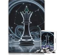 Chess Queen with Constellations And Smoke Teenager Jigsaw Puzzles 1000 Pieces Educational Observation Skill Game Perfect Meaningful Festive Gift Size 38x26cm
