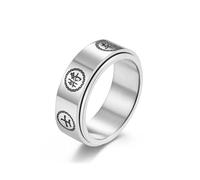 Chess Rotating Ring Black Generals Red Handsome Chess Titanium Steel Ring