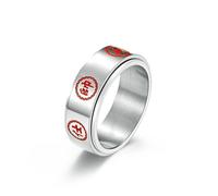 Chess Rotating Ring Black Generals Red Handsome Chess Titanium Steel Ring