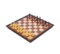 Chess Set 2-in-1 Magnetic Chess Set With Wood Grain And Foldable Plastic For Family Game(Bruin,27x27cm)