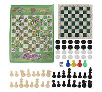 Chess Set 3 in 1 Plastic Chess Game Checkers Draughts Board Game for Kids Adults Family Travel Camping Leisure Time