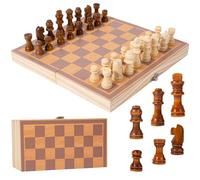 Chess Set and Draughts Board Games - Walnut Wooden Chess Board Game For Kids Adults Travel Chess Set Can Foldable Chess Gifts For Boys Girls, Birthday, Kids Adults Travel and Educational