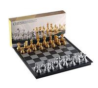 Chess Set Chessgame Silver Gold Pieces Folding Magnetic Foldable Board Contemporary Set Fun Christ