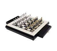 Chess Set Educational 15.7" Luxurious Chess Set Wooden ChessBoard Zinc Alloy Pieces With Drawer International Chess