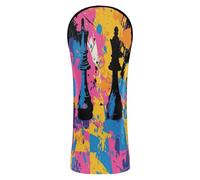 Chess Set Golf Cover Set Premium Leather Waterproof Headcover with Number Tags for Driver, Woods and Hybrid