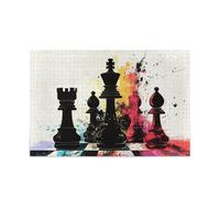 Chess Set Gouache Painting Jigsaw Puzzles Puzzles for Adults Brain Teasing Fun & Perfect Wall Art Difficult and challenging Gifts for dad, mom Puzzles for Adults 1000 Piecing