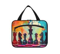 Chess Set Hanging Mens Toiletry Bags for Traveling with Hook, Designer Expandable Makeup Bags for Travelers Travel kit de para Mujer L