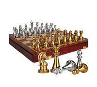 Chess Set Pure Metal,Board Game,Chess Folding Travel Portable,Educational Toys Strategy Games,Folding Chessboard For Storage,For Adults And Kids Educational Toy Sets(30 * 30 * 2.8cm,A)