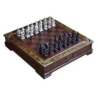 Chess Set: Retro Chinese Style Terracotta Warriors & Horses, Business Gift, 37.5 * 35 * 8cm Board, 6cm King, Wood & Resin, 8+