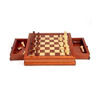 Chess Set - Solid Wood Board with Drawer, Magnetic Game, 12.2x12.2in, Complete Chess Board for Strategic Gameplay