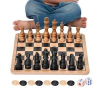 Chess Sets for Adults - Checkers Board Game,Interactive Fun Game, Double-Sided Wooden Board for Adults Beginners Kids Family Play Travel Outdoor