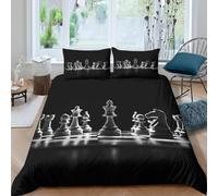 Chess Single Duvet Cover Set 3D Printed Modern Luxe Minimalism Bedding Set Ultra Soft Microfiber Quilt Cover 135x200 cm for Single Bed with 2 Pillowcases with Zipper G/26
