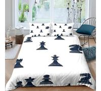 Chess Single Duvet Cover Set 3D Printed Sports Theme Bedding Set Ultra Soft Microfiber Quilt Cover 150x200 cm for Single Bed with 2 Pillowcases with Zipper A/2895