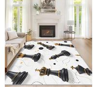 Chess Small Rugs for Bedroom, Kids Boys Chess Game Non Slip Rug Bedroom Decor 80 x 150 cm, Machine Washable Low Pile Soft Indoor Living Room Rugs ZY&L15