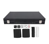 Chess Storage Box Set PU Leather Alloy Briefcase Style Portable Game Accessories with 5 Dice 30 Poker Chips 2 Dice Vibrators for Game Nights Parties