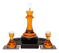 Chess Whiskey Decanter Set for Men with 2 Pawn Shot Glasses. Liquor Decanter, Whiskey Gift Set, Gift for Men. Decanter Set with Glasses for Alcohol