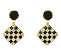 chessboard pattern rectangular earrings with a small group of design sense geometry square pendant autumn and winter pearl