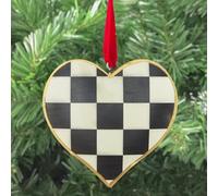 Chessboard Tinware Heart | Alice in Wonderland Tree Decoration | Gisela Graham