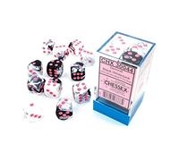 Chessex 16mm Dice Block: Gemini - Black-White w/Pink (12)