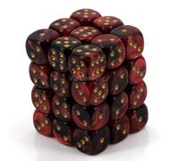 Chessex - 12mm D6 Dice Block - Black & Red w/Gold - Brand New & Sealed