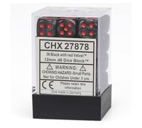 12mm d6 Dice Block: Velvet Black with Red (US IMPORT)