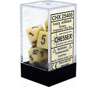 Chessex CHX25400 Dice-Opaque Ivory/Black Set, Multicolor