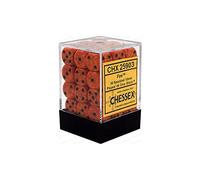 Chessex Dice d6 Sets: Fire Speckled - 12mm Six Sided Die (36) Block of Dice