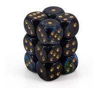 Chessex Dice d6 Sets: Lustrous Shadow with Gold - 16mm Six Sided Die (12) Block of Dice by Chessex