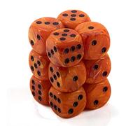Chessex Dice d6 Sets: Vortex Orange with Black - 16mm Six Sided Die (12) Block of Dice by Chessex