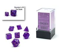 Chessex Dice Set - 10mm Borealis Purple/Gold Luminary Polyhedral Dice Set - Dungeons and Dragons D&D DND TTRPG Dice - Includes 7 Dice - D4 D6 D8 D10 D12 D20 D% (CHX20587)