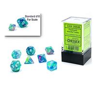 Chessex Dice Set - 10mm Festive Waterlily/White Polyhedral Dice Set - Dungeons and Dragons D&D DND TTRPG Dice - Includes 7 Dice - D4 D6 D8 D10 D12 D20 D% (CHX20546)